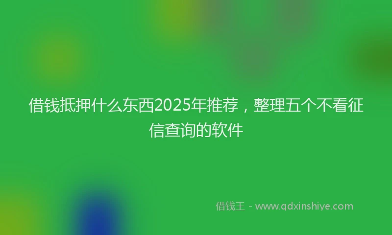 借钱抵押什么东西2025年推荐，整理五个不看征信查询的软件