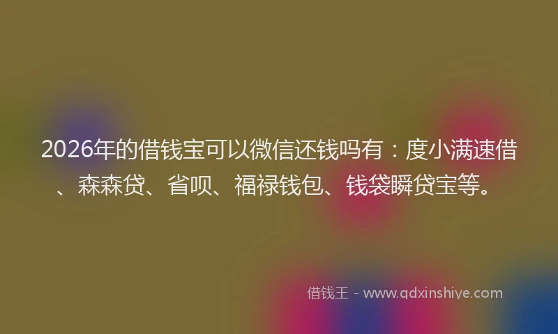 2026年的借钱宝可以微信还钱吗有：度小满速借、森森贷、省呗、福禄钱包、钱袋瞬贷宝等。