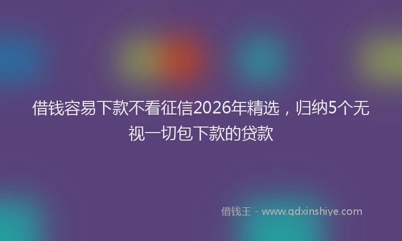 借钱容易下款不看征信2026年精选，归纳5个无视一切包下款的贷款