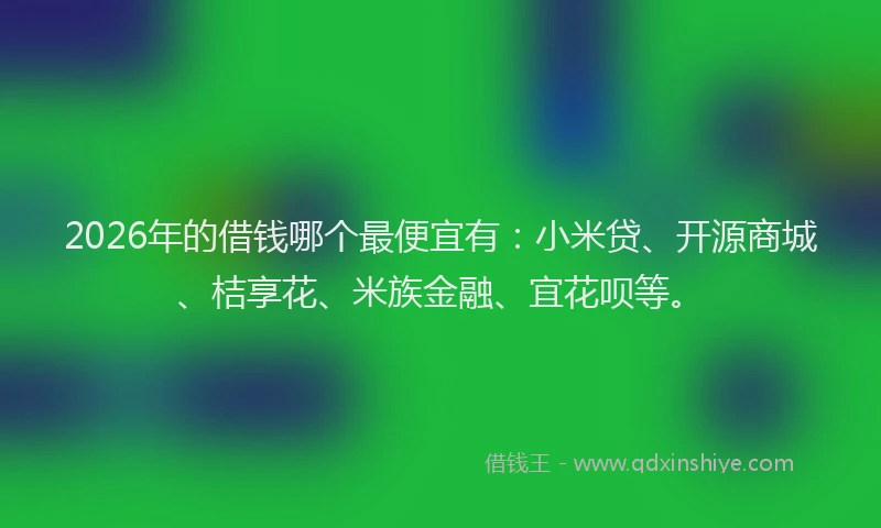 2026年的借钱哪个最便宜有：小米贷、开源商城、桔享花、米族金融、宜花呗等。