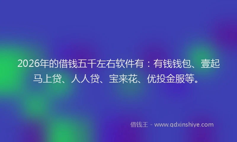 2026年的借钱五千左右软件有:有钱钱包、壹起马上贷、人人贷、宝来花、优投金服等。