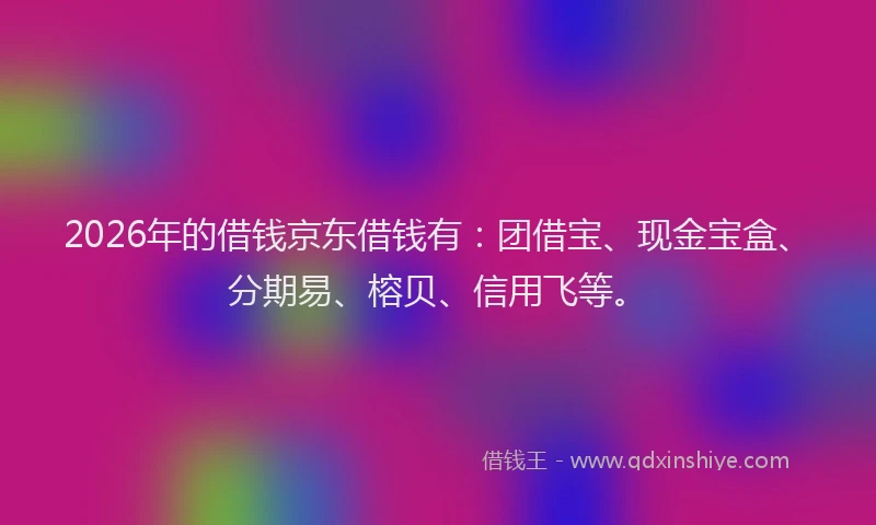 2026年的借钱京东借钱有:团借宝、现金宝盒、分期易、榕贝、信用飞等。