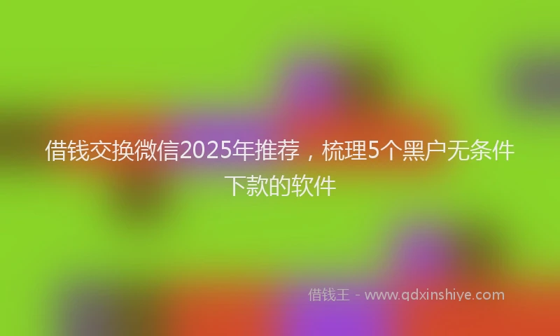 借钱交换微信2025年推荐，梳理5个黑户无条件下款的软件