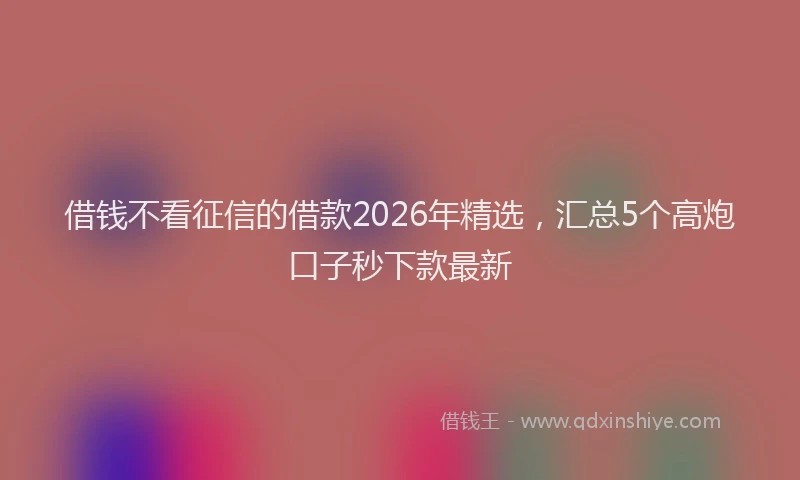 借钱不看征信的借款2026年精选，汇总5个高炮口子秒下款最新
