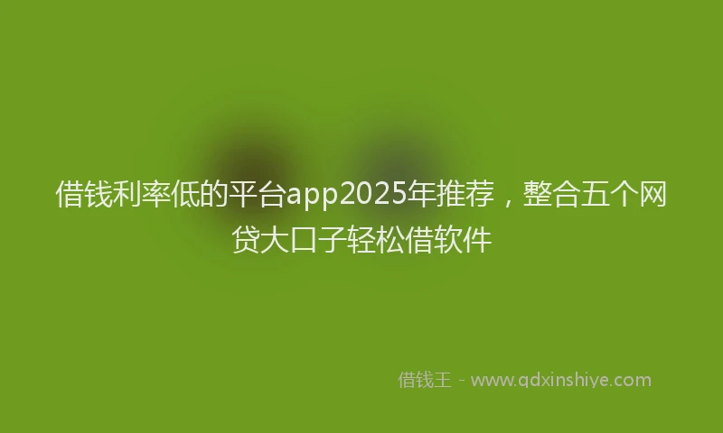 借钱利率低的平台app2025年推荐，整合五个网贷大口子轻松借软件