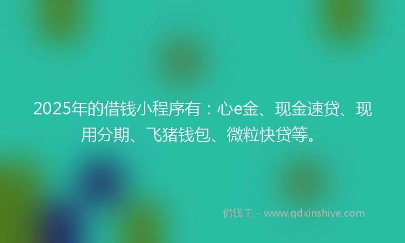 2025年的借钱小程序有:心e金、现金速贷、现用分期、飞猪钱包、微粒快贷等。