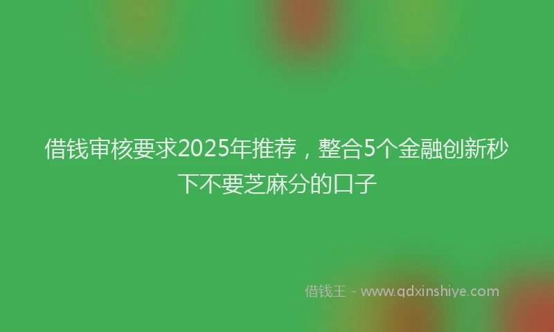 借钱审核要求2025年推荐，整合5个金融创新秒下不要芝麻分的口子