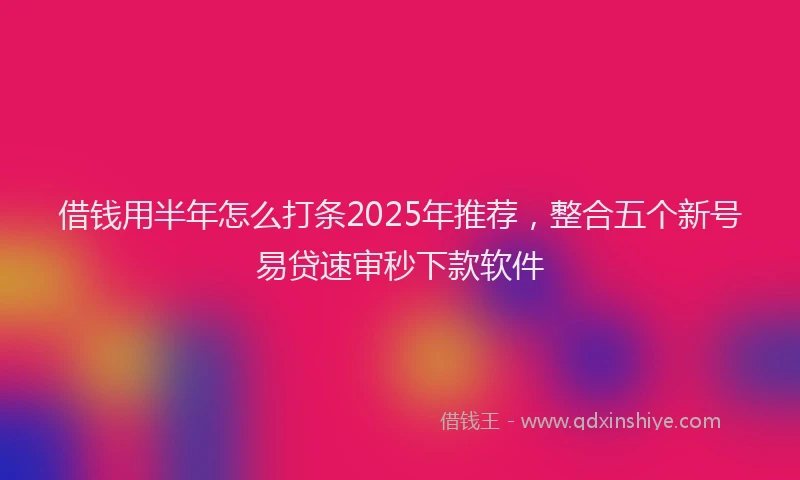借钱用半年怎么打条2025年推荐，整合五个新号易贷速审秒下款软件