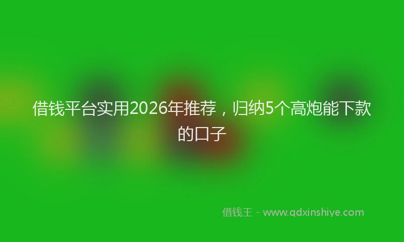 借钱平台实用2026年推荐，归纳5个高炮能下款的口子