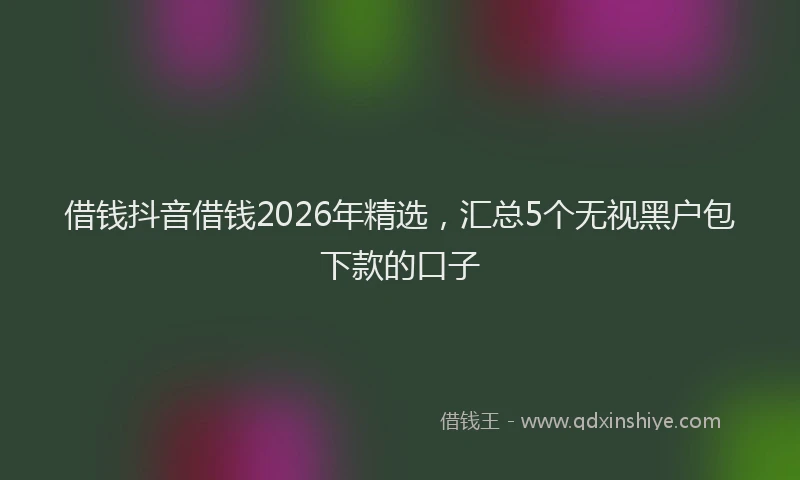 借钱抖音借钱2026年精选，汇总5个无视黑户包下款的口子