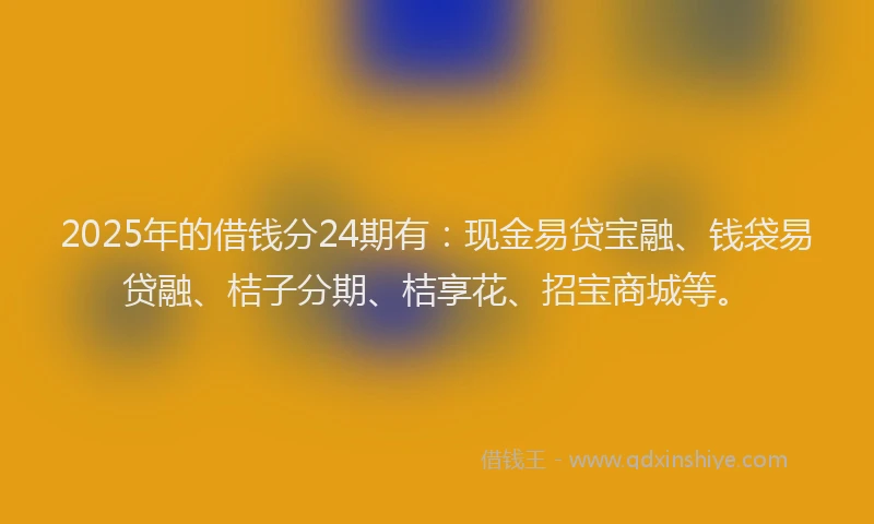 2025年的借钱分24期有：现金易贷宝融、钱袋易贷融、桔子分期、桔享花、招宝商城等。