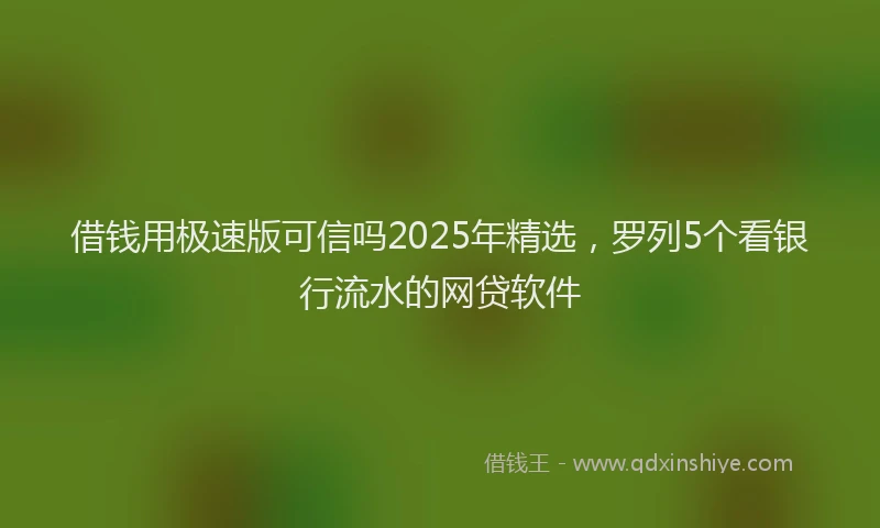 借钱用极速版可信吗2025年精选，罗列5个看银行流水的网贷软件