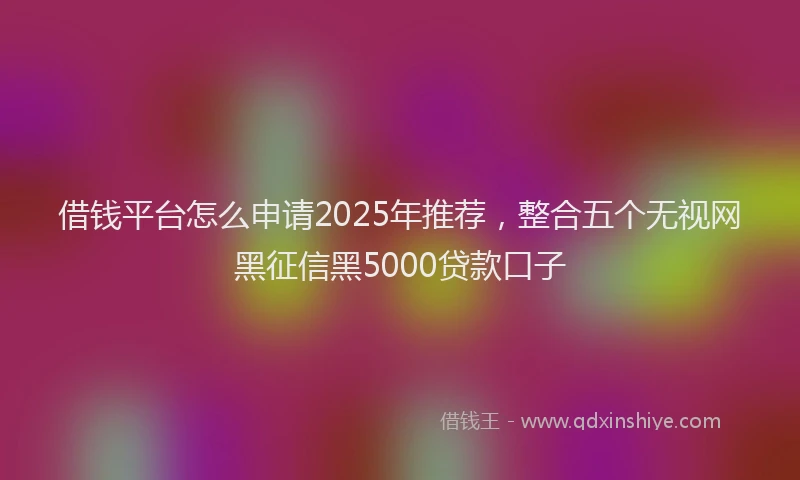 借钱平台怎么申请2025年推荐，整合五个无视网黑征信黑5000贷款口子