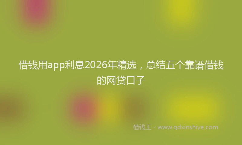 借钱用app利息2026年精选，总结五个靠谱借钱的网贷口子