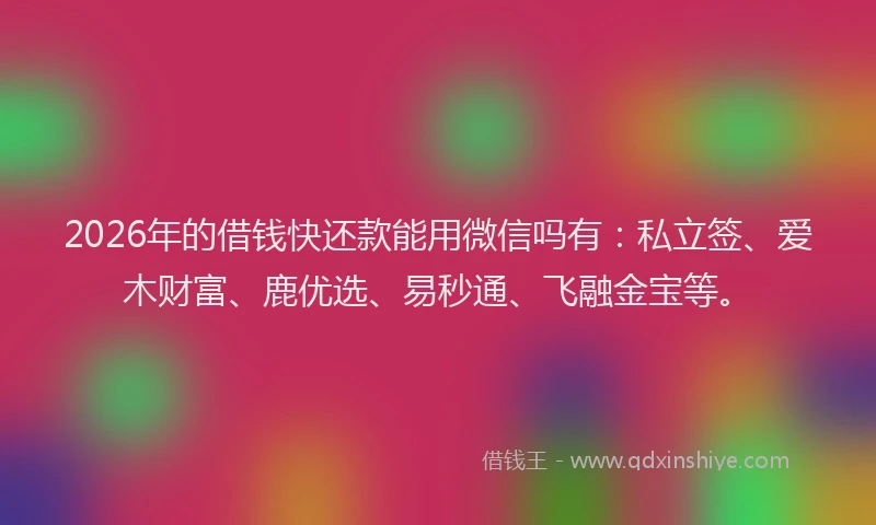 2026年的借钱快还款能用微信吗有：私立签、爱木财富、鹿优选、易秒通、飞融金宝等。