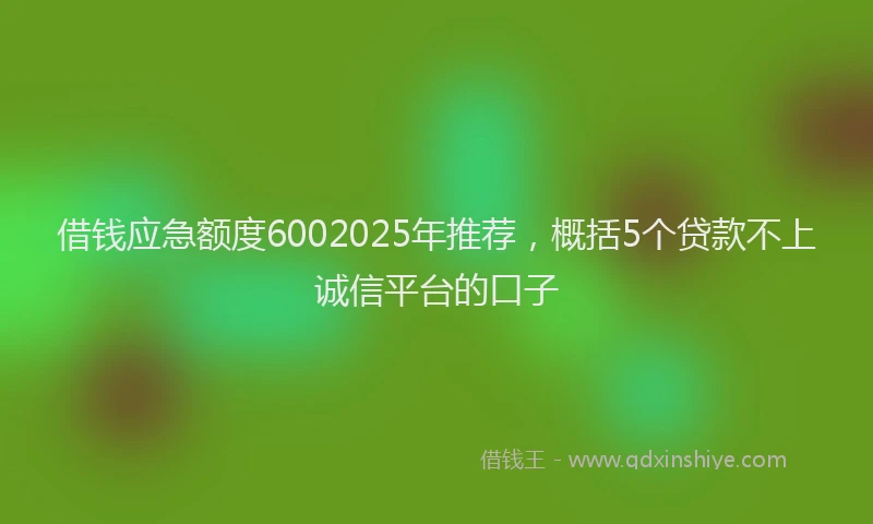 借钱应急额度6002025年推荐，概括5个贷款不上诚信平台的口子