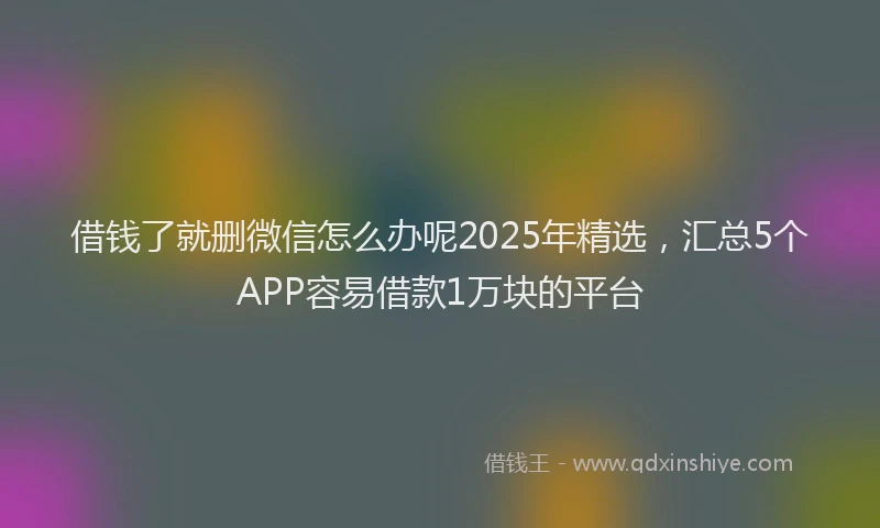 借钱了就删微信怎么办呢2025年精选,汇总5个APP容易借款1万块的平台