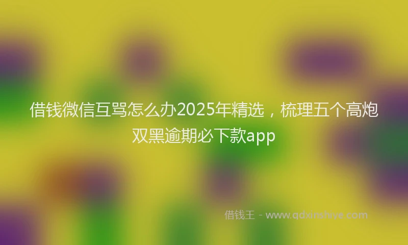 借钱微信互骂怎么办2025年精选，梳理五个高炮双黑逾期必下款app