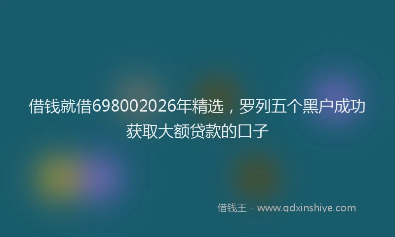 借钱就借698002026年精选，罗列五个黑户成功获取大额贷款的口子
