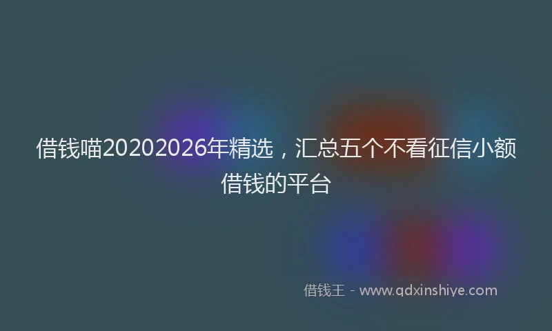 借钱喵20202026年精选，汇总五个不看征信小额借钱的平台