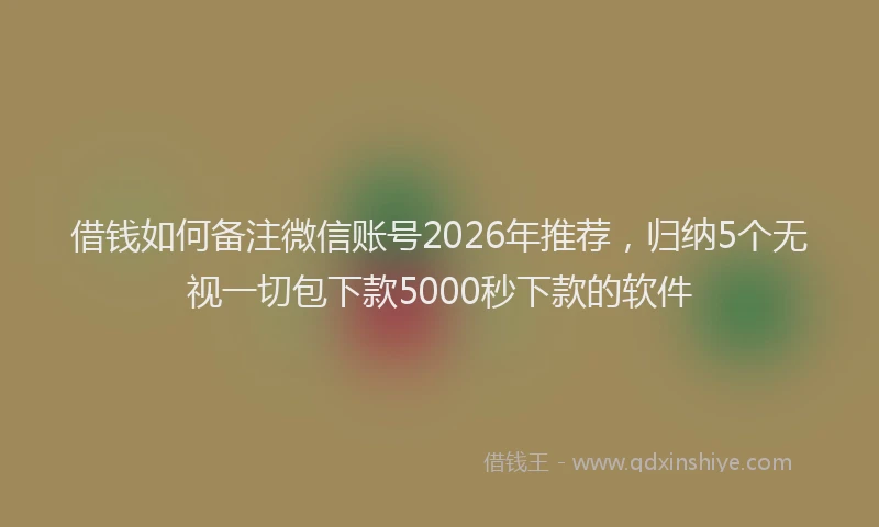 借钱如何备注微信账号2026年推荐，归纳5个无视一切包下款5000秒下款的软件