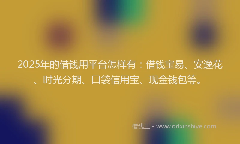 2025年的借钱用平台怎样有：借钱宝易、安逸花、时光分期、口袋信用宝、现金钱包等。