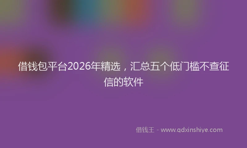 借钱包平台2026年精选，汇总五个低门槛不查征信的软件