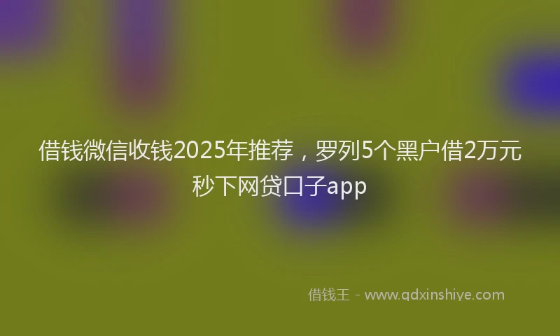 借钱微信收钱2025年推荐，罗列5个黑户借2万元秒下网贷口子app