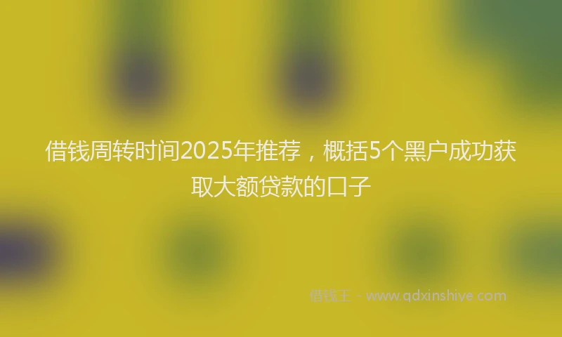 借钱周转时间2025年推荐，概括5个黑户成功获取大额贷款的口子
