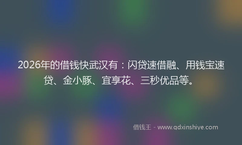 2026年的借钱快武汉有：闪贷速借融、用钱宝速贷、金小豚、宜享花、三秒优品等。