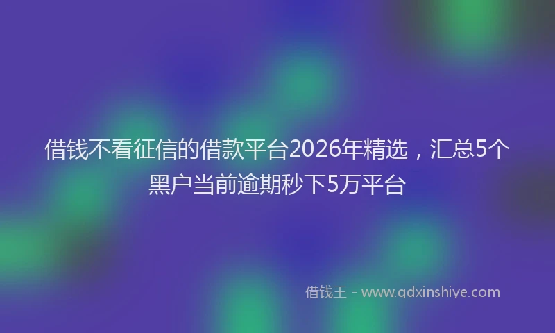 借钱不看征信的借款平台2026年精选，汇总5个黑户当前逾期秒下5万平台