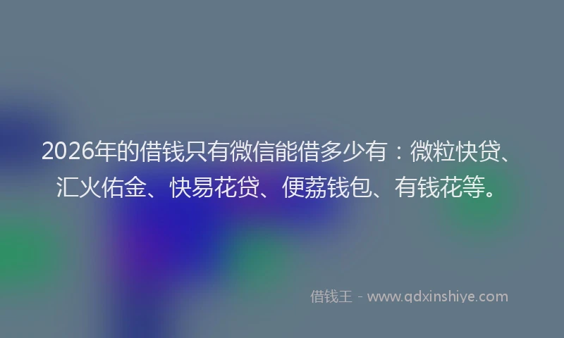 2026年的借钱只有微信能借多少有:微粒快贷、汇火佑金、快易花贷、便荔钱包、有钱花等。