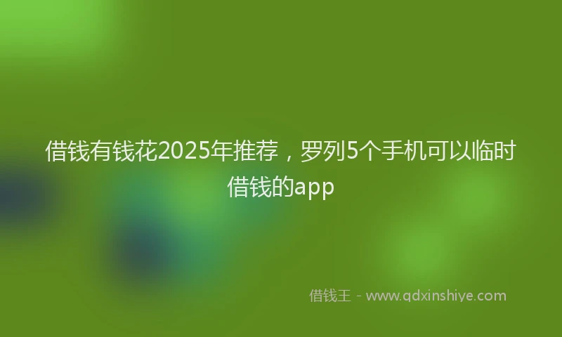 借钱有钱花2025年推荐，罗列5个手机可以临时借钱的app