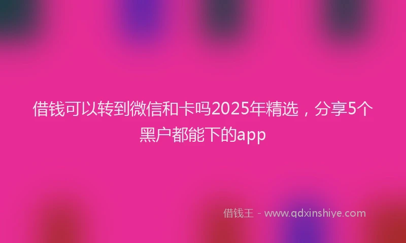 借钱可以转到微信和卡吗2025年精选，分享5个黑户都能下的app
