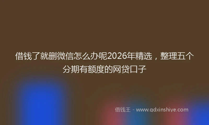 借钱了就删微信怎么办呢2026年精选，整理五个分期有额度的网贷口子