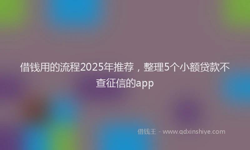 借钱用的流程2025年推荐，整理5个小额贷款不查征信的app