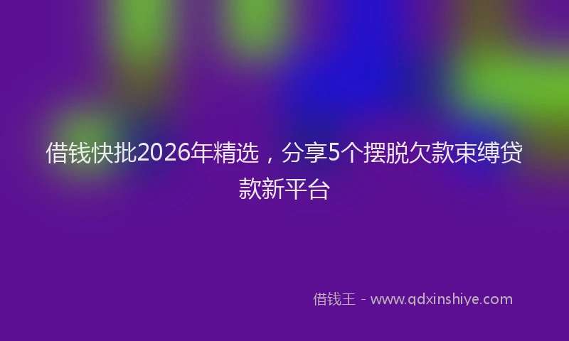 借钱快批2026年精选，分享5个摆脱欠款束缚贷款新平台