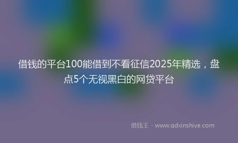 借钱的平台100能借到不看征信2025年精选，盘点5个无视黑白的网贷平台