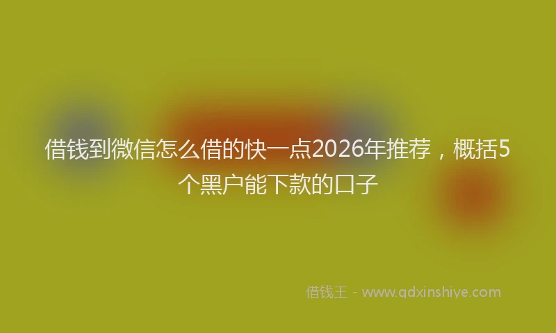 借钱到微信怎么借的快一点2026年推荐,概括5个黑户能下款的口子