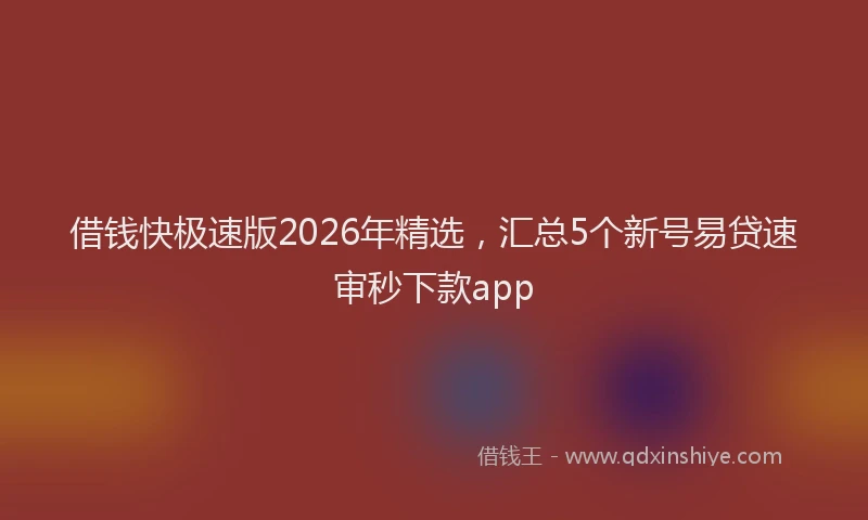 借钱快极速版2026年精选，汇总5个新号易贷速审秒下款app