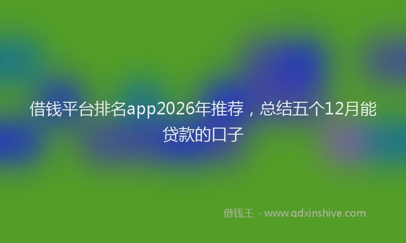 借钱平台排名app2026年推荐，总结五个12月能贷款的口子