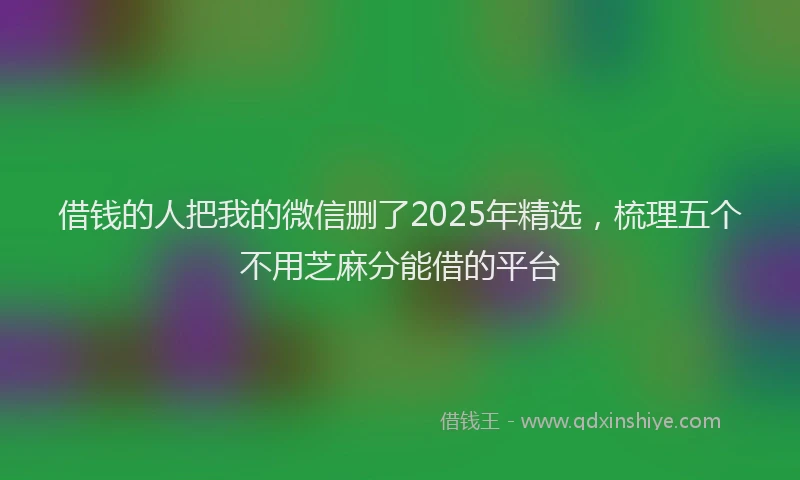 借钱的人把我的微信删了2025年精选，梳理五个不用芝麻分能借的平台