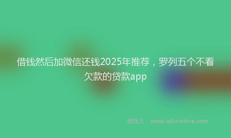 借钱然后加微信还钱2025年推荐，罗列五个不看欠款的贷款app