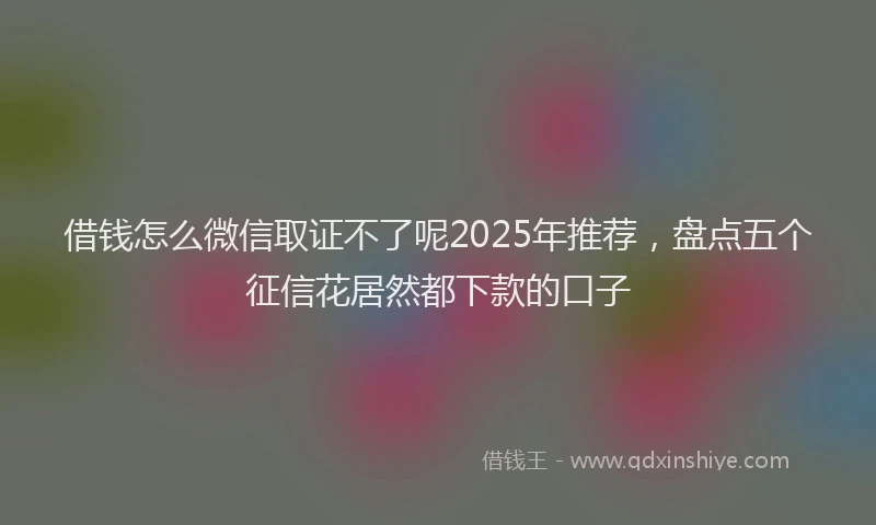 借钱怎么微信取证不了呢2025年推荐，盘点五个征信花居然都下款的口子
