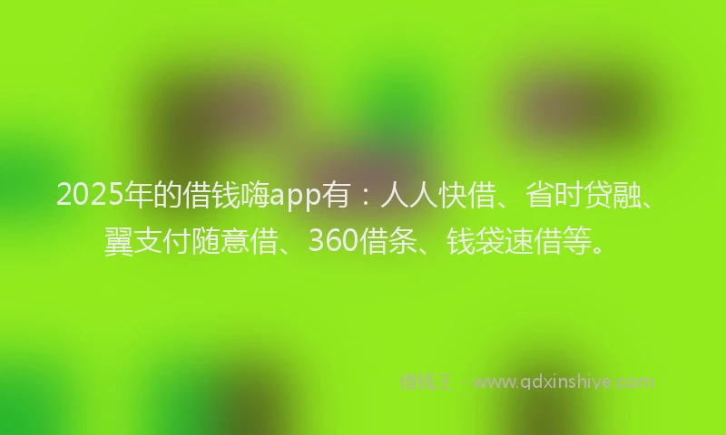 2025年的借钱嗨app有:人人快借、省时贷融、翼支付随意借、360借条、钱袋速借等。