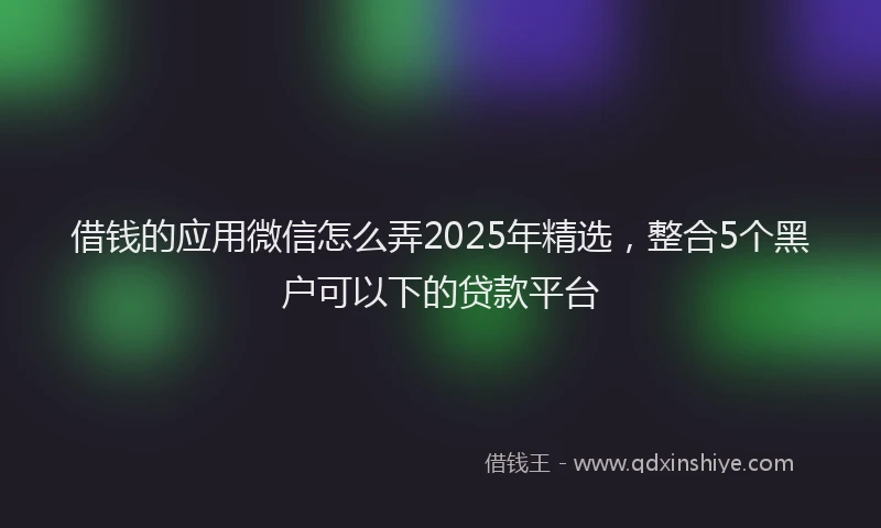 借钱的应用微信怎么弄2025年精选，整合5个黑户可以下的贷款平台