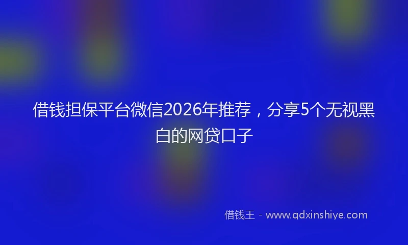 借钱担保平台微信2026年推荐，分享5个无视黑白的网贷口子