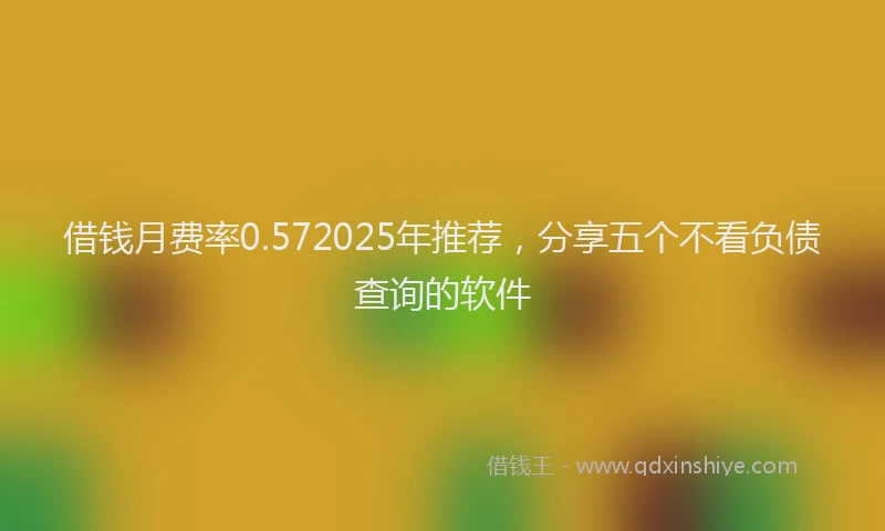 借钱月费率0.572025年推荐，分享五个不看负债查询的软件