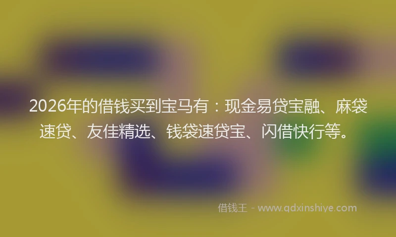 2026年的借钱买到宝马有：现金易贷宝融、麻袋速贷、友佳精选、钱袋速贷宝、闪借快行等。