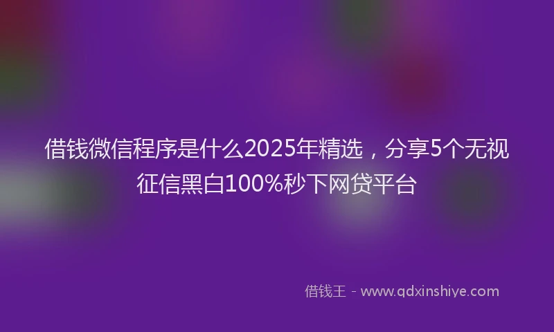 借钱微信程序是什么2025年精选，分享5个无视征信黑白100%秒下网贷平台